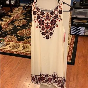 Cream Colored Tunic Dress with Autumn Flowers